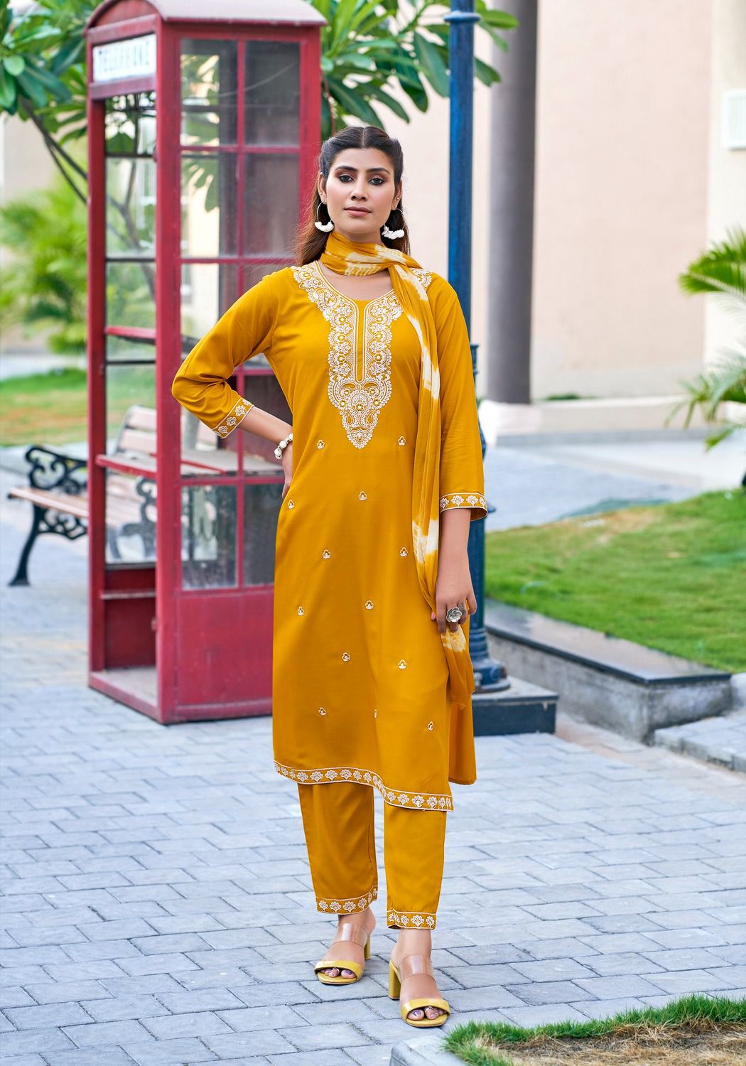 Karachi Vol 2 By Mystic 9 Rayon Embroidery Kurti With Bottom Dupatta Wholesalers In India
